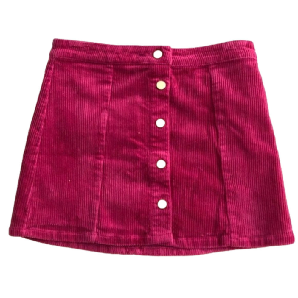 Corduroy Button Down Skirt Burgundy Girls Size 13/14